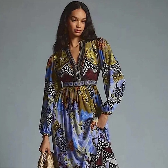 Anthropologie Dresses & Skirts - Anthropologie Bhanuni by Jyoti Beaded V-neck Maxi Dress
